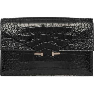 Tom Ford Mini Aube Croc Embossed Leather Shoulder Bag in Black at Nordstrom