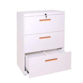 Hhg Hhg - Nunca Usado] Archivador Colgante 042, Archivador De Oficina Armario De Acero, A4 Con Cerradura, 103x76x46cm Blanco