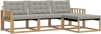 vidaXL Conjunto De Sof&aacute;s De Exterior 4 Uds. Blanco Y Gris Claro Vidaxl