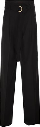 Max Mara Mstserio - Broek van puur wol met wijde pijpen en riem
