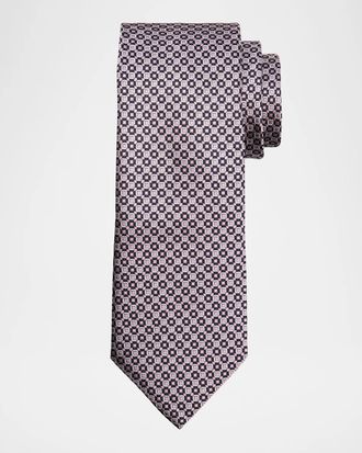 Ermenegildo Zegna Men & apos;s Square Lattice Silk Jacquard Tie