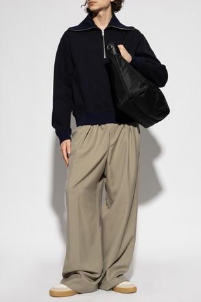 Jil Sander Sweatshirt With Embroidered Logo, Mens, Black