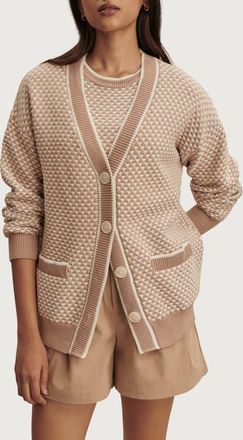Varley Tarran Longline Cotton Boyfriend Cardigan in Light Taupe at Nordstrom, Size X-Large