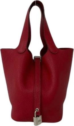 Herm&egrave;s Pre-owned Vintage Bucket Bag - Dames - Vintage Tas - Rood - ONE Size - Leer - Vintage