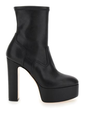 Casadei Patty Black Ankle Boots With High Heel And Platform In Leather Woman
