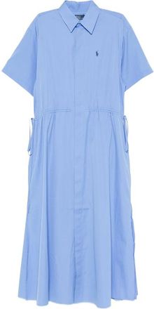 Ralph Lauren Logo-embroidered Drawstring-waist Midi Shirt Dress