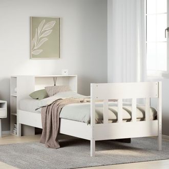 Berkfield Home Bookcase Bed without Mattress White 75x190 cm Small Single Solid Wood Pine