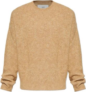 Ami Trui met ronde hals - Heren - Ronde hals truien - Beige - XL - Wol - Truien & Vesten