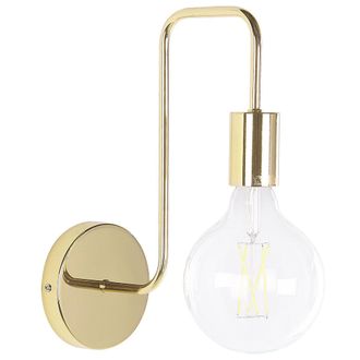 Beliani L&aacute;mpara De Pared Dorada Estilo Industrial Minimalista Sin Pantalla Savena