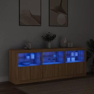 Berkfield Home Sideboard with LED Lights Sonoma Oak 181.5x37x67 cm in Light Tan