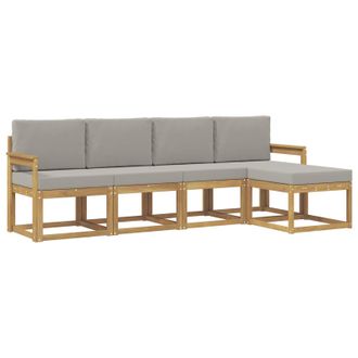 vidaXL Conjunto De Sof&aacute;s De Exterior 5 Pcs Blanco Y Gris Claro Vidaxl