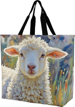 Generic Color Sheep Carry Bag Waterproof Handbag Reusable Shoulder Bags For Travel Daily Use Ladies