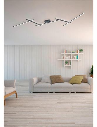 Trio Arvin Plaf&oacute;n Led Con Varillas Orientables Negro Retroiluminado Rgb Con Mando Multifunci&oacute;n L. Led Moderno De 245 Cm