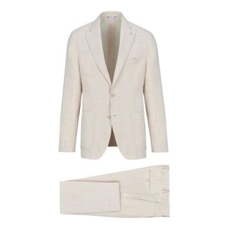 Manuel Ritz Single Breasted Suits, male, Beige, Size: 2XL Single-Breasted Suit