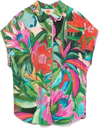 Farm Rio floral-print shirt - Green