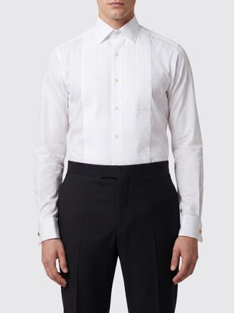 Tom Ford Camicia da sera slim fit in popeline di cotone con plastron plissettato