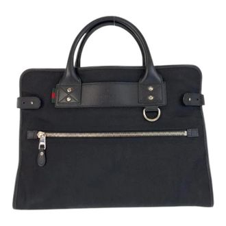 Gucci Pre-owned Nylon/Leder Aktetas 246410 - Heren - Vintage Handtas - Zwart - ONE Size - Nylon - Vintage