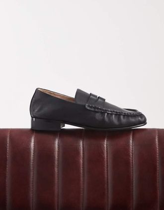 Tony Bianco Gomez mocassini a punta quadrata in pelle nera-Nero