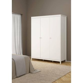 Dmora Dmora - Armario 3 Puertas Conti, Muebles De Dormitorio, Vestidor, Armario De Ropa, 150x58 H199 Cm, Blanco
