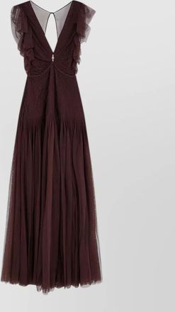 Elisabetta Franchi pleated v-neck maxi dress
