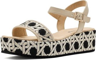 Vaneli Walda Womens Sandals Cream/Black Fabric : 8.5 N (AA), Leather/Textile
