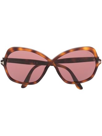 Tom Ford Eyewear oversize tortoiseshell sunglasses - Brown
