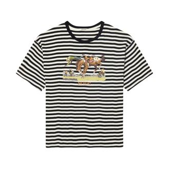 Bode Rib Stripe Rodeo Tee - Heren - Tops - Zwart - Maat: L Katoen