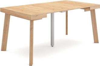 Skraut Home Skraut Home - Mesa Consola Extensible, Mesa Comedor Plegable, 160, Para 8 Comensales, Patas De Madera, Estilo Moderno, Roble