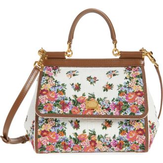 Dolce & Gabbana Medium Sicily Floral Embroidered Handbag in Multicolor/Cammello at Nordstrom