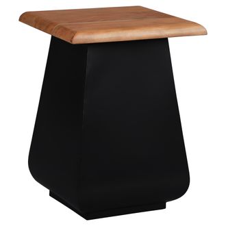 WOMO-DESIGN Womo-design Mesa Auxiliar De Sal&oacute;n Galway 30x45x30 Cm Rectangular Madera De Acacia Negro-natural Mueble Hecho A Mano Tablero De Flores Mesita De Centr