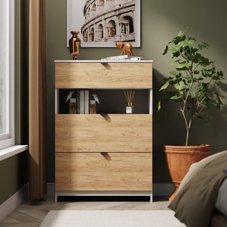 Lewis's Bora 3 Drawer Deep Chest with shelf in Gold Craft Oak & Kashmir - Ready Assembled - Lewiss Home | TJ Hughes