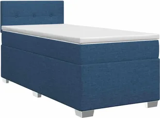 vidaXL Cama Box Spring Con Colch&oacute;n Con Cabecera Azul 90 X 190 Cm Tela Vidaxl