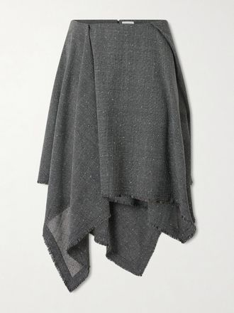 Alexander McQueen Gonna Midi Asimmetrica In Lana Principe Di Galles - Nero