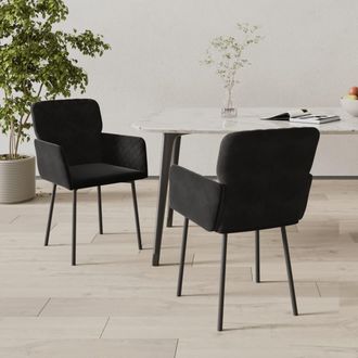 vidaXL Sillas De Comedor 2 Unidades Terciopelo Negro Vidaxl