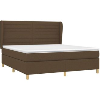 vidaXL Vidaxl - Cama Box Spring Con Colch&oacute;n Tela Marr&oacute;n Oscuro 180x200 Cm