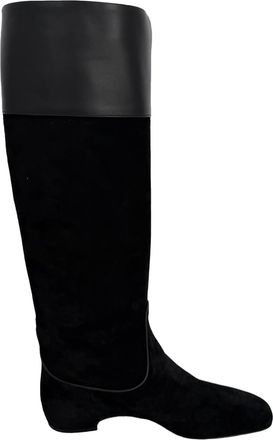 Roger Vivier Pre-owned Womens Almond-Toe Knee-High Boots in Black Suede - Size 39.5 EU/IT