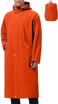 Generic Mens Waterproof Windbreaker Long Hooded Raincoat Lightweight Solid Color Jacket