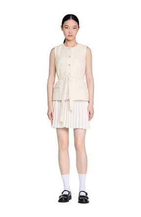 Sandro Two-material short dress in Ecru at Nordstrom, Size 34 Eu