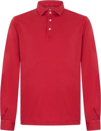 Fedeli Lange Mouwen Polo - Heren - Polos - Rood - L - Katoen - Tops