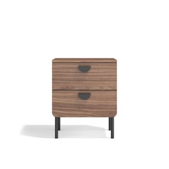 HERDASA Mesita de noche 2 cajones nogal 55x40x34 cm