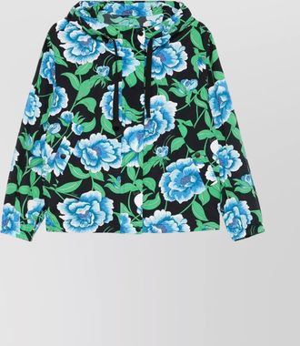 Kenzo drawstring hood floral print blazer