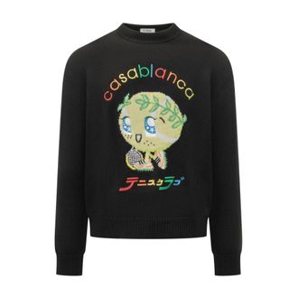 Casablanca Maglie Nero - Heren - Sweatshirts - Zwart - L - Wol - Hoodies & sweatvesten