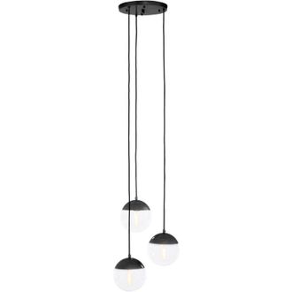 Premier Housewares Chandelier / Ceiling Light Small Black Pendant Lights For Ceiling / Hallway / Living Room 3 Bulb Hanging Lighting For Halls