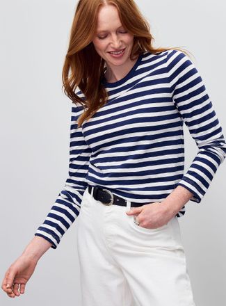 Contemporaine Womens Striped pure organic cotton slub T-shirt