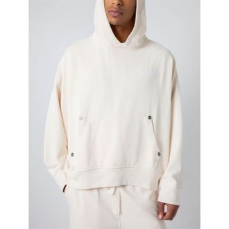 True Religion Mens Hooded Relaxed Fit Logo Sweatshirt in Off White - Size Medium