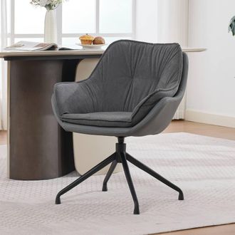 Matteo Grey Faux Leather Swivel Armchair - Ergonomic Auto-Return Design