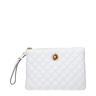 Versace Damens Pochette aus wei&szlig;em Leder