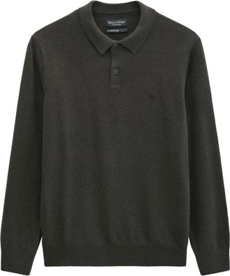 Marc O'Polo Knit Poloshirt Longsleeve - Heren - Ronde hals truien - Bruin - 2XL - Katoen - Truien & Vesten
