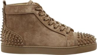 Christian Louboutin Lou Spikes Brown Suede High Top Trainers Size 45.5