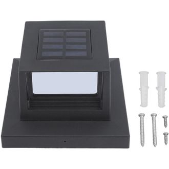 OEM Poste Cuadrado Exterior Con Luz Solar Led Para Valla, Iluminaci&oacute;n Paisaj&iacute;stica Para Jard&iacute;n, Patio Y Hogar, Luz Bicolor, Color Negro-crezuo